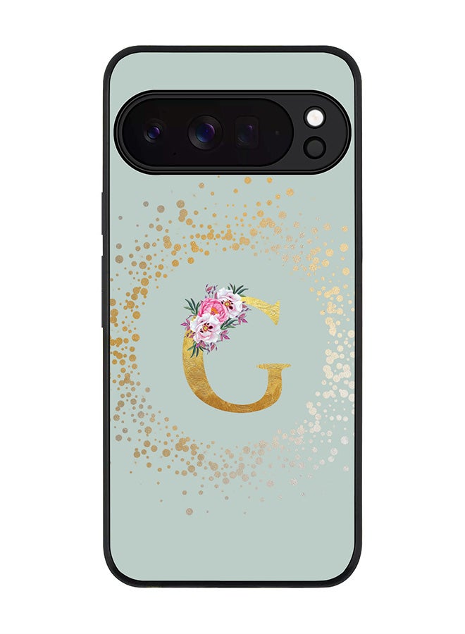 For Google Pixel 10 Pro Case,Slim fit Camera Protection, Shockproof Thin Phone cover  - Custom Monogram Floral - G  (Light Grey )